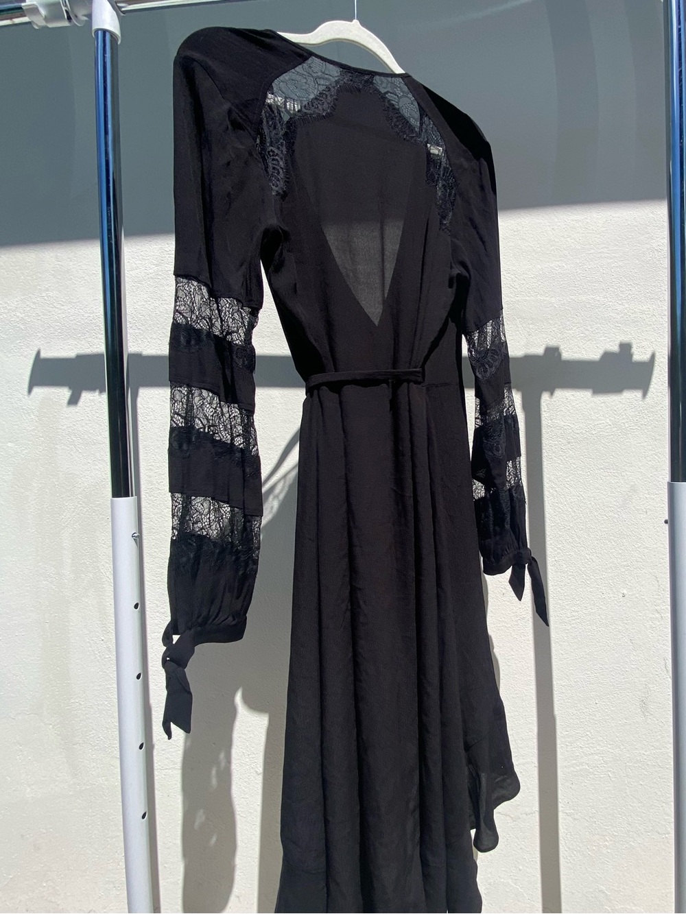 Hale Bob Whimsygoth Black LaceWrap Midi Dress Size Medium - Picture 10 of 13